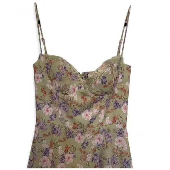 House of CB Charlotte green peony floral print midi dress Size Small - Picture 7 of 11
